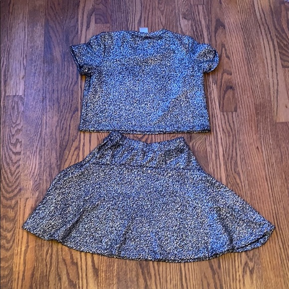 Girls black sparkly crop top and skirt set - Picture 2 of 2